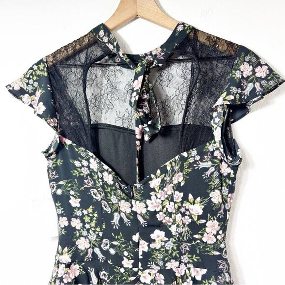 ONE ONE SIX FLORAL BLACK PINK WOMEN MINI TIER DRESS SIZE XS BRAND NEW - Picture 3 of 5